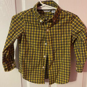 Janie and Jack Plaid Poplin Yellow Dress Shirt 12-18 months